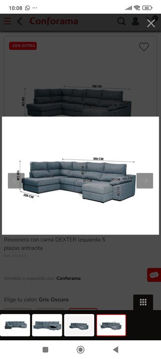 Sofá Rinconera Chaise Longue Gris