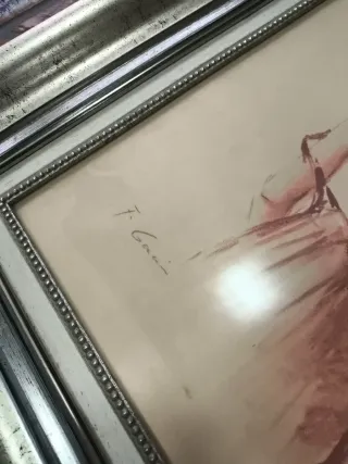 Cuadro con marco de madera firmado