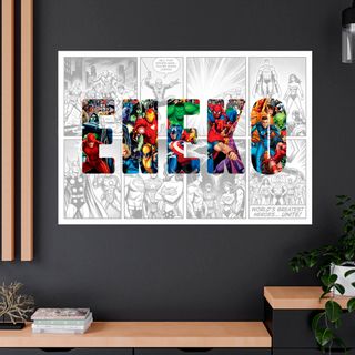 Lámina Nombre personalizado con Superhéroes Marvel