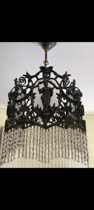 Lámpara de techo bronce y cristal