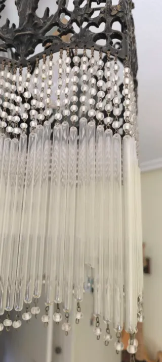 Lámpara de techo bronce y cristal