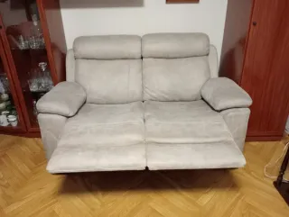 Sofá 2 plazas beige tela