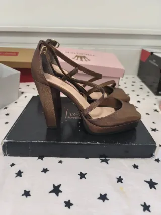 Lote 3 pares zapatos tacón boda, sandalias