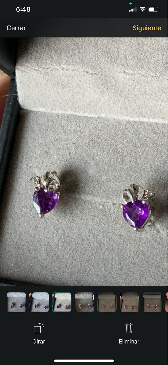 Pendientes Corazón Amatista Plata