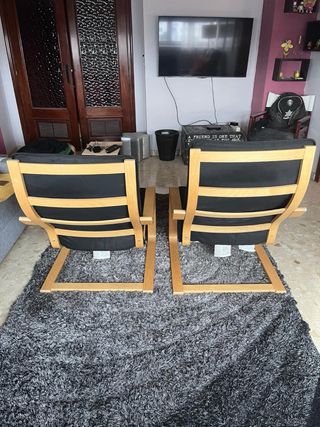 2 Sillones Ikea Madera Tela Negra