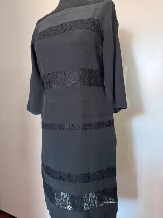 Abito Max&Co Seta Nero Pizzo Taglia S