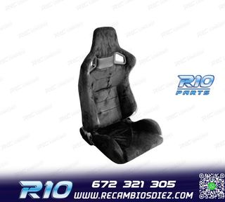 ASIENTO DEPORTIVO SEMI BAQUET ESTILO RS ALCÁNTARA NEGRA