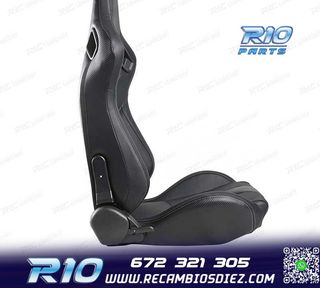 ASIENTO DEPORTIVO SEMI BAQUET ESTILO RS CUERO NEGRO
