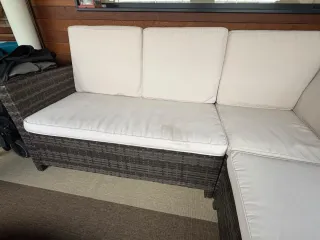 Sofá esquinero terraza/jardín beige y marrón