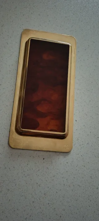 Vassoio anni 70/80 dorato in lucito tartarugata