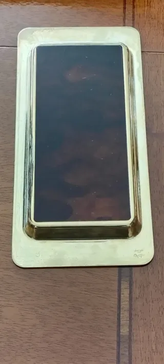 Vassoio anni 70/80 dorato in lucito tartarugata