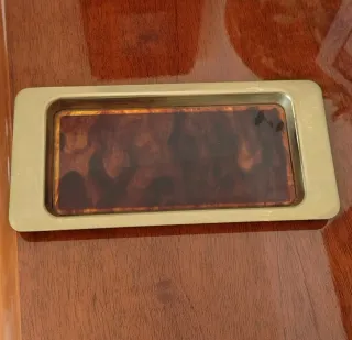 Vassoio anni 70/80 dorato in lucito tartarugata