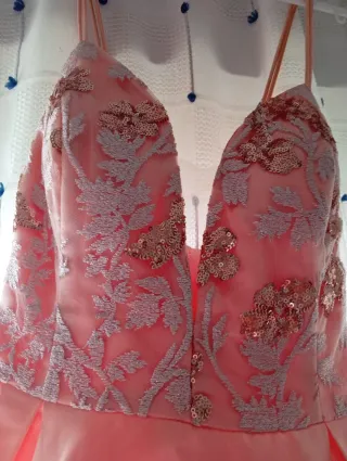 Vestido de cerimónia Salmão /dourado