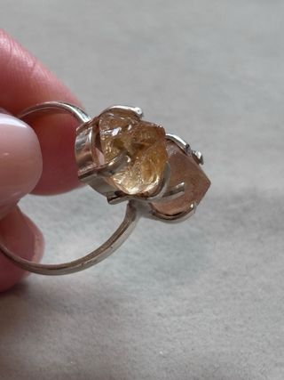 Anillo Plata Ajustable Citrino Natural