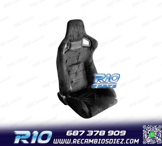 ASIENTO DEPORTIVO SEMI BAQUET ESTILO RS ALCÁNTARA NEGRA