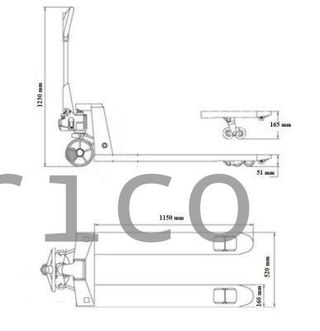 Transpaleta Hidráulica Extraplana 55 mm - 1500 Kg - 1150x520 mm