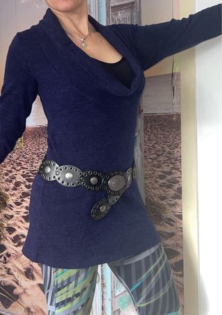 Blusón azul punto talla S/M