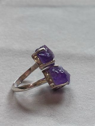 Anillo Plata Ley Amatista Natural Cruda