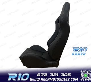 ASIENTO DEPORTIVO SEMI BAQUET ESTILO RS CUERO NEGRO SEMI PIE