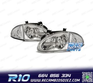 FAROS + INTERMITENTE HONDA CRX DEL SOL 92-97 FONDO CROMO
