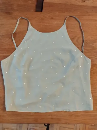 Top verde agua con corazones