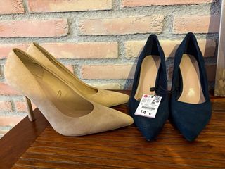 Zapatos de tacón T38 beige y azul