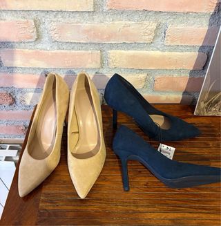Zapatos de tacón T38 beige y azul