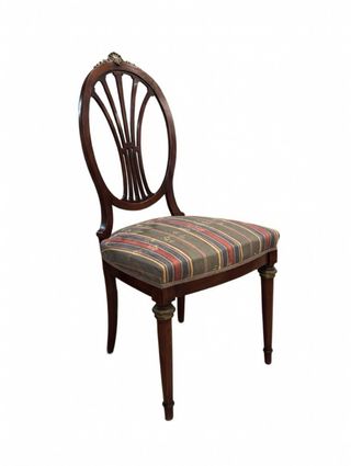 6 Sillas Luis XVI madera de Caoba y Tapizadas seda