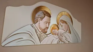 Capezzale Sacra Famiglia Legno avorio e Dorato