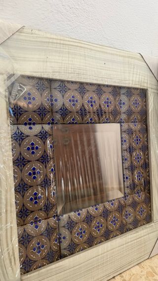 2 Espejos Decorativos Madera y Azulejo