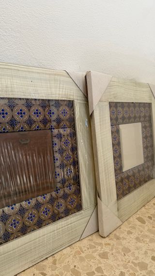 2 Espejos Decorativos Madera y Azulejo