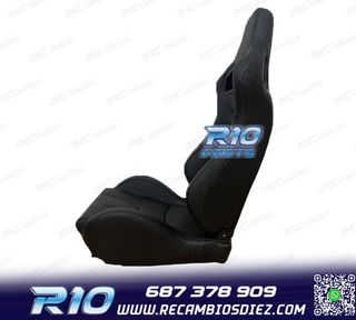ASIENTO DEPORTIVO SEMI BAQUET ESTILO RS CUERO NEGRO SEMI PIE