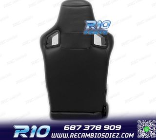 ASIENTO DEPORTIVO SEMI BAQUET ESTILO RS CUERO NEGRO SEMI PIE