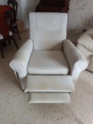 Sillón reclinable tela blanco