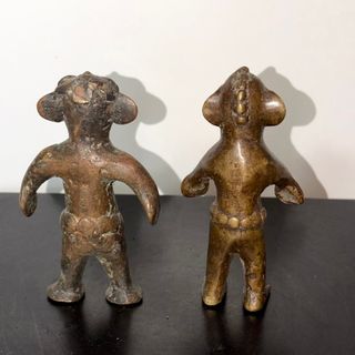 Coppia di statuine Tikar in bronzo - Camerun