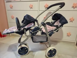 Carrito gemelar para muñecas