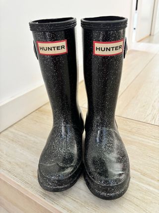 Botas de agua Hunter niña negras glitter talla 28