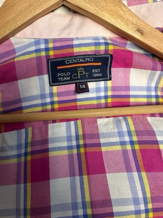 Camisa cuadros niña T14 rosa