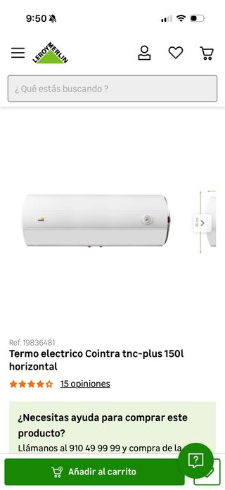 Termo Eléctrico Cointra 150L Horizontal