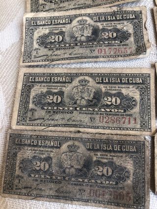 10 Billetes 20 Centavos Cuba El Banco Español