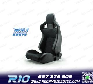 ASIENTO DEPORTIVO SEMI BAQUET ESTILO RS ALCANTARA CUERO NEGR
