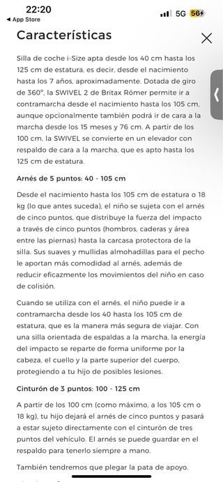 Silla Coche Britax Römer Swivel. Nueva sin uso.