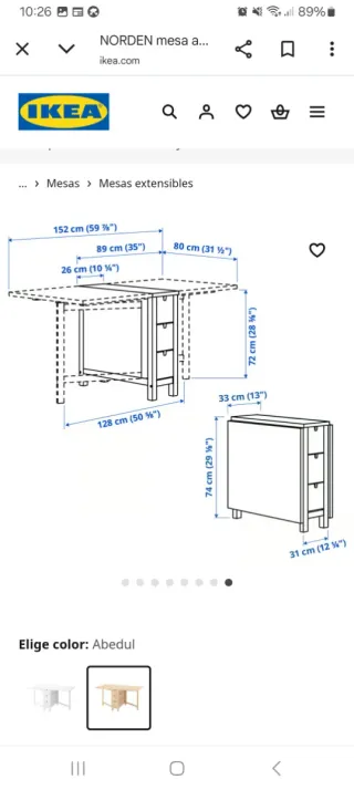 Mesa Abatible Norden Ikea Abedul