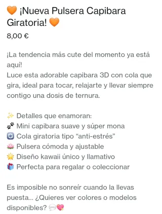 Pulsera Capibara Giratoria Marrón y Verde