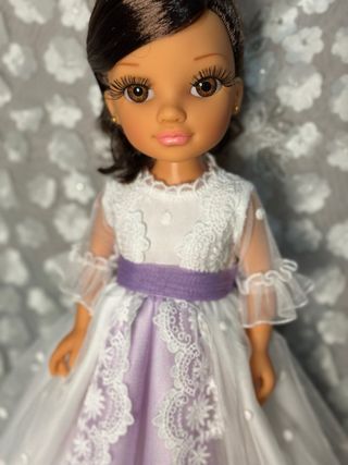 Vestido Comunión Nancy Lila y Blanco