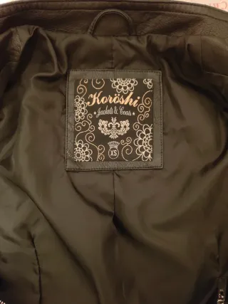 Cazadora Piel Negra Bordada Flores