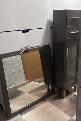 Mueble de baño espejo madera