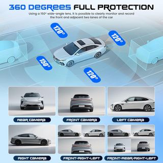 Dash Cam 4 cámaras 1080P, visión 360°