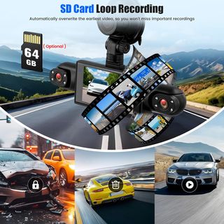 Dash Cam 4 cámaras 1080P, visión 360°