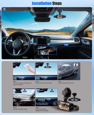 Dash Cam 4 cámaras 1080P, visión 360°